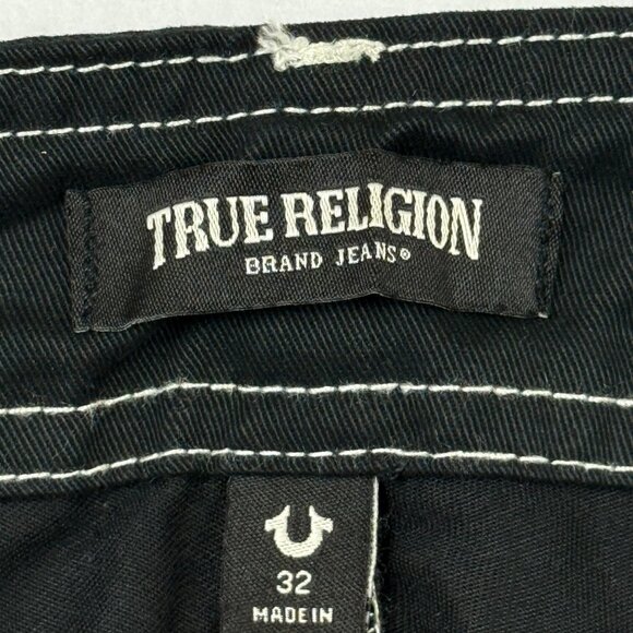 True Religion Men's Straight Leg Outline Jet Black Cargo Pants 32x32 NWT $159.00 - Picture 6 of 12